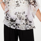 Alex Evenings Women's Printed Tiered Blouse White Size 1X