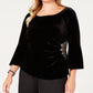 Alex Evenings Women's Plus Velvet Embellished Top Black Size 3X