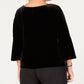 Alex Evenings Women's Plus Velvet Embellished Top Black Size 3X