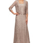 Alex Evenings Women's Sequin Lace Jacket Gown Brown Size 16