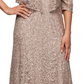 Alex Evenings Women's Sequin Lace Jacket Gown Brown Size 16