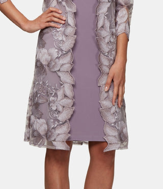 Alex Evenings Women's Layered Look Embroidered Jacket Dress Pink Size 6 Petite