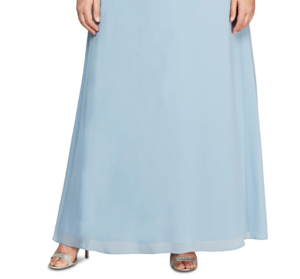 Alex Evenings Women's Mock Two Piece A Line Gown Blue Size 18W