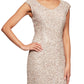 Alex Evenings Women's Cap Sleeve Sequined Lace Sheath Dress White Size 16 Petite