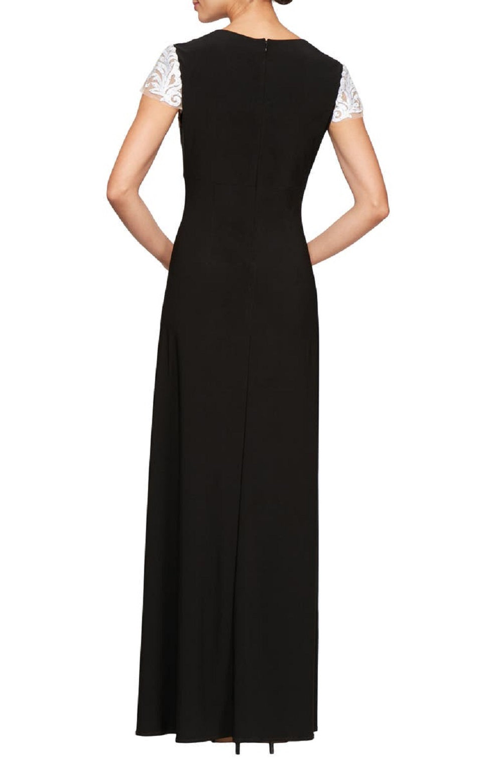 Alex Evenings Women's Embroidered Illusion Gown Black Size 8