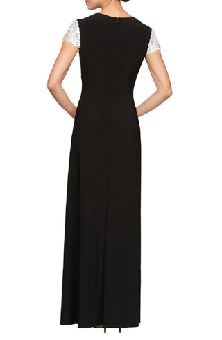 Alex Evenings Women's Embroidered Illusion Gown Black Size 8