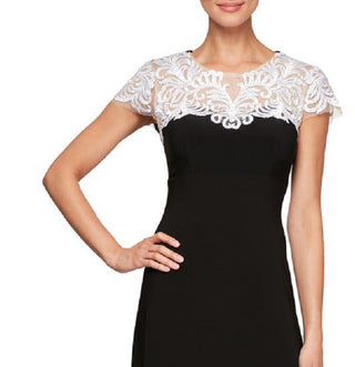 Alex Evenings Women's Embroidered Illusion Gown Black Size 8