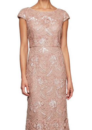 Alex Evenings Women's Sequined A Line Long Dress Brown Size 16