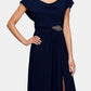 Alex Evenings Women's Cowl Neck Beaded Waist Gown Blue Size 12
