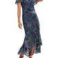 Alex Evenings Women's Floral Velvet Burnout Dress Blue Size 10