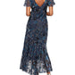 Alex Evenings Women's Floral Velvet Burnout Dress Blue Size 10