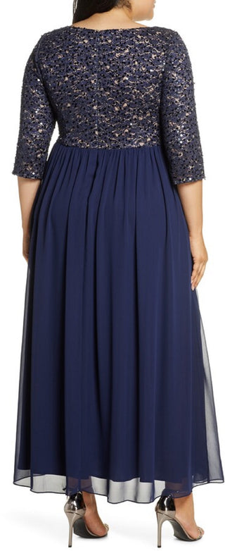 Alex Evenings Women's Embellished Keyhole Gown Blue Size 24W