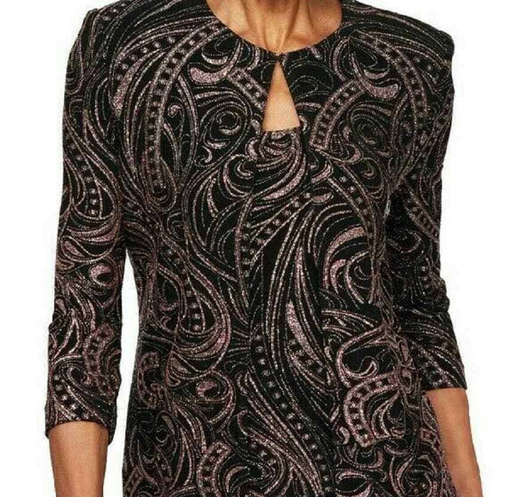 Alex Evenings Women's Embellished 3/4 Sleeve Scoop Neck Evening Top Black Size Petite X-Large