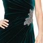Alex Evenings Women's Off the Shoulder Velvet Gown Green Size 12