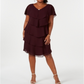 SL Fashions Women's Tiered Shift Dress Wine Size 24W
