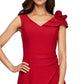 Alex Evenings Women's Floral Shoulder V Neck Gown Red Size 2