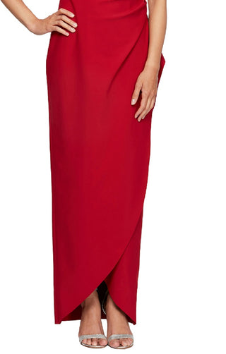 Alex Evenings Women's Floral Shoulder V Neck Gown Red Size 2