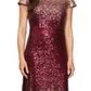 Alex Evenings Women's Sequined Ombre Cap Sleeve Jewel Neck Full Length A Line Formal Dress Red Size 10