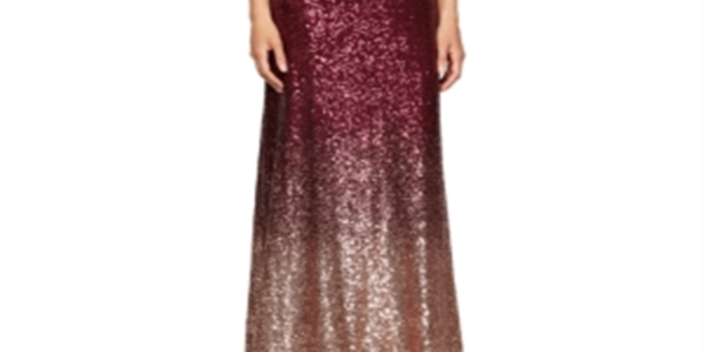 Alex Evenings Women's Sequined Ombre Cap Sleeve Jewel Neck Full Length A Line Formal Dress Red Size 10