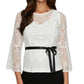 Alex Evenings Women's Lace Tie Waist Top White Size X-Large