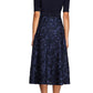 Alex Evenings Women's Tea Length Party Dress with Full Rosette Skirt and Tie Faux Belt Blue Size 6 Petite
