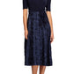 Alex Evenings Women's Tea Length Party Dress with Full Rosette Skirt and Tie Faux Belt Blue Size 6 Petite