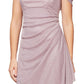 Alex Evenings Women's Cold Shoulder Draped Metallic Gown Pink Size 6Petite