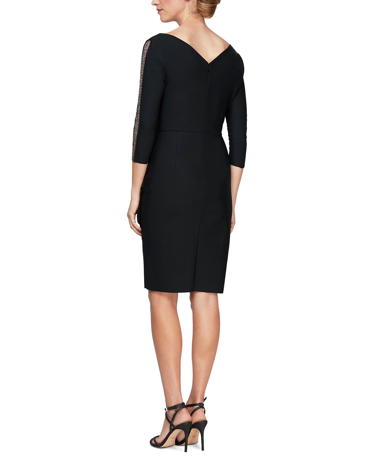 Alex Evenings Women's Embellished Surplice Neck Sheath Dress Black Size 6