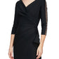 Alex Evenings Women's Embellished Surplice Neck Sheath Dress Black Size 6
