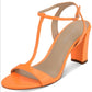 Marc Fisher Women's Toria T Strap Sandals Orange Size 9.5M
