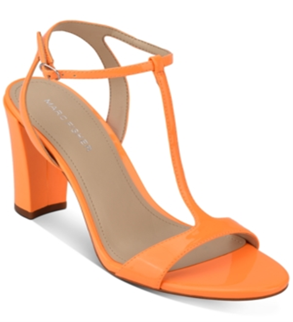 Marc Fisher Women's Toria T Strap Sandals Orange Size 9.5M