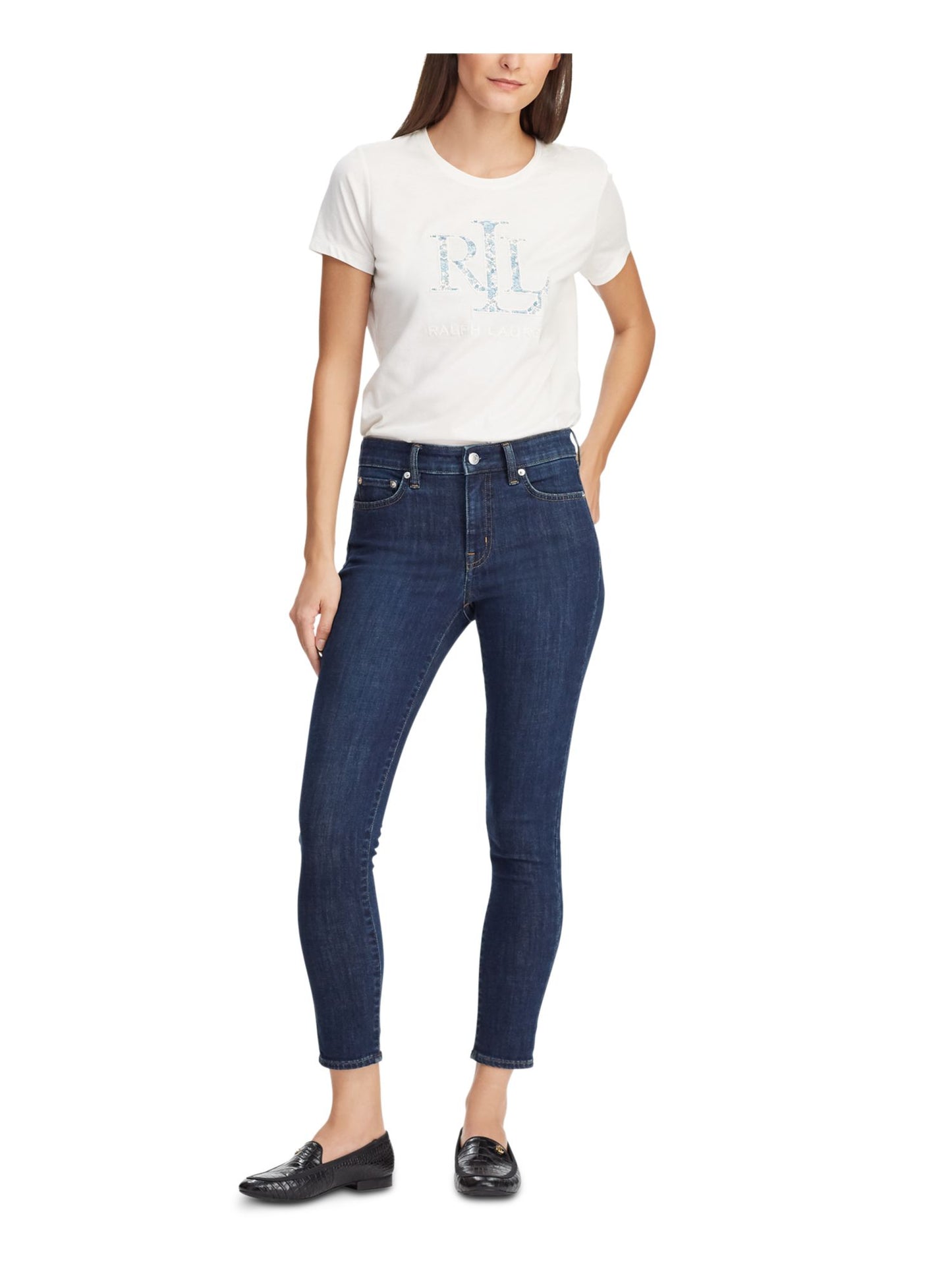 Ralph Lauren Women's Floral Logo Graphic Print T-Shirt Brown Size Medium