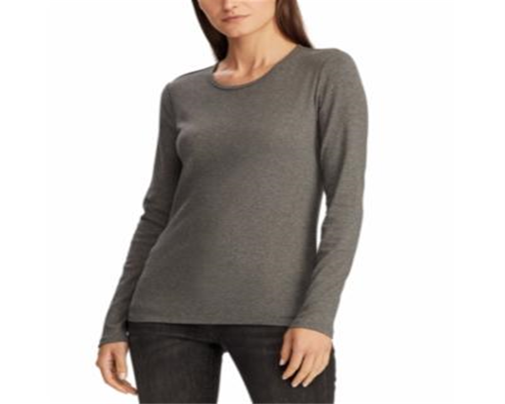 Ralph Lauren Women's Long Sleeve Stretch T-Shirt Gray Size X-Large