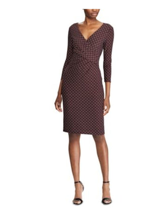 Ralph Lauren Women's 3/4 Sleeve Above the Knee Dress Purple Size 6 Petite