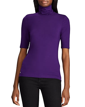 Ralph Lauren Women's Willa Elbow Sleeve Knit Top Purple Size Medium
