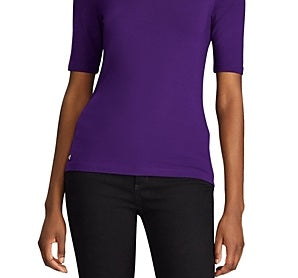 Ralph Lauren Women's Willa Elbow Sleeve Knit Top Purple Size Medium
