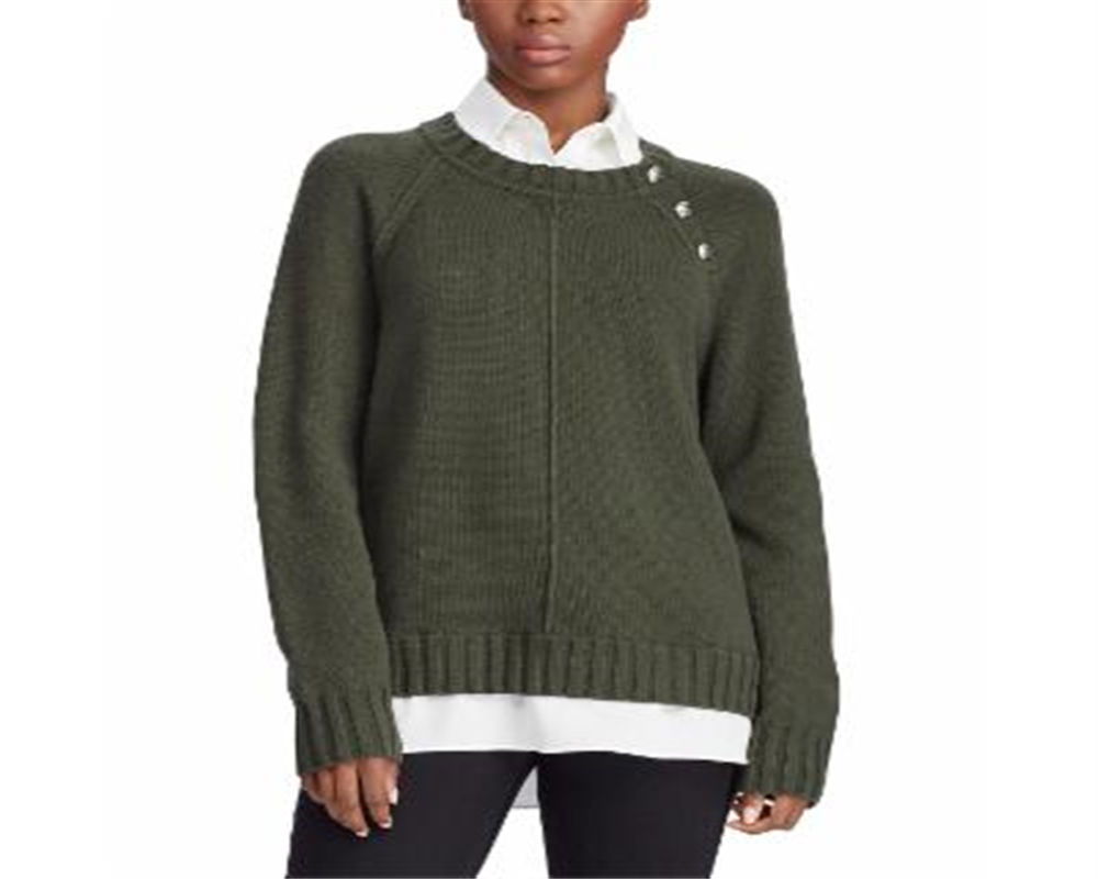 Ralph Lauren Women's Layered Cotton Blend Sweater Green Size X-Large