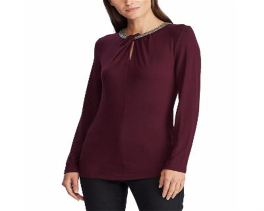 Ralph Lauren Women's Knit Stretch Jersey Top Red Size Medium