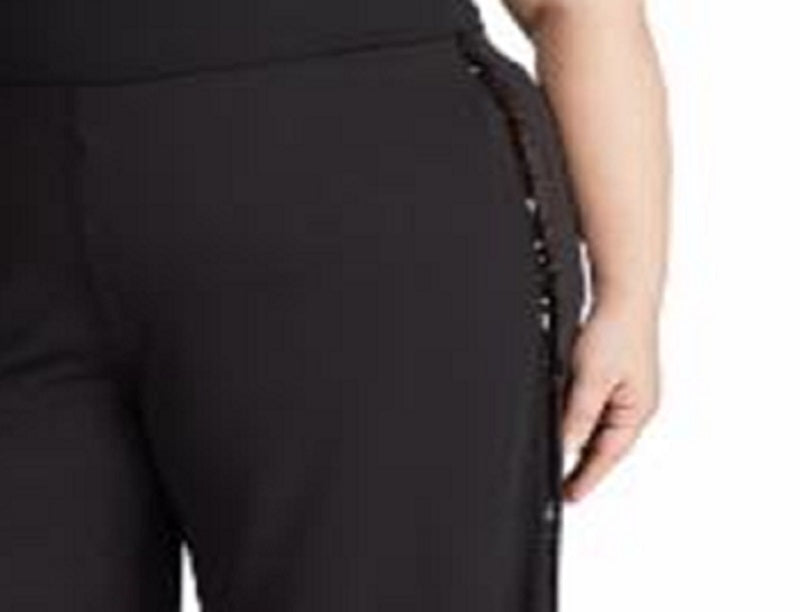 Ralph Lauren Women's Sequined Tuxedo Stripe Pant Black Size 3X