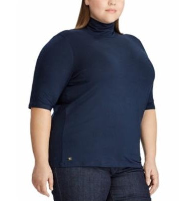 Ralph Lauren Women's Short Sleeve Turtle Neck Top Blue Size 2X