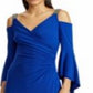 Ralph Lauren Women's Ruffle Sleeve Cold Shoulder Gown Blue Size 14