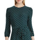 Ralph Lauren Women's Dress Polka Dot Belted Green Size 8