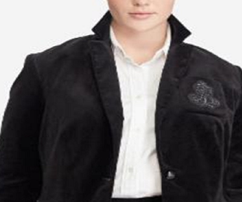Ralph Lauren Women's Bullion Patch Corduroy Blazer Black Size 22W