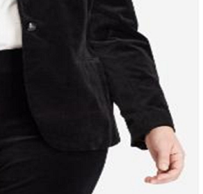 Ralph Lauren Women's Bullion Patch Corduroy Blazer Black Size 22W