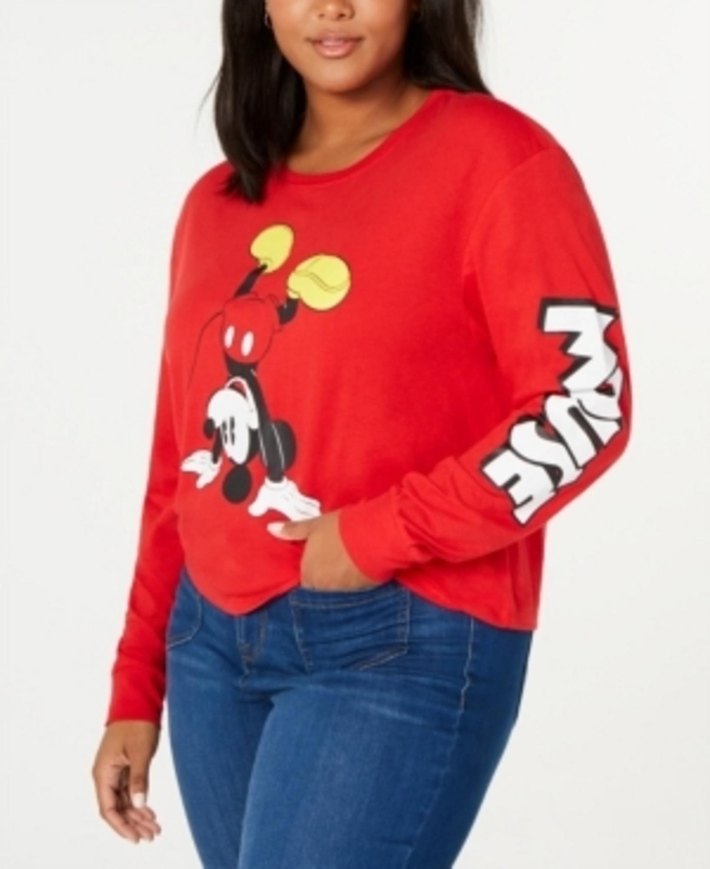 Love Tribe Women's Trendy Plus Mickey T-Shirt Red Size 1X