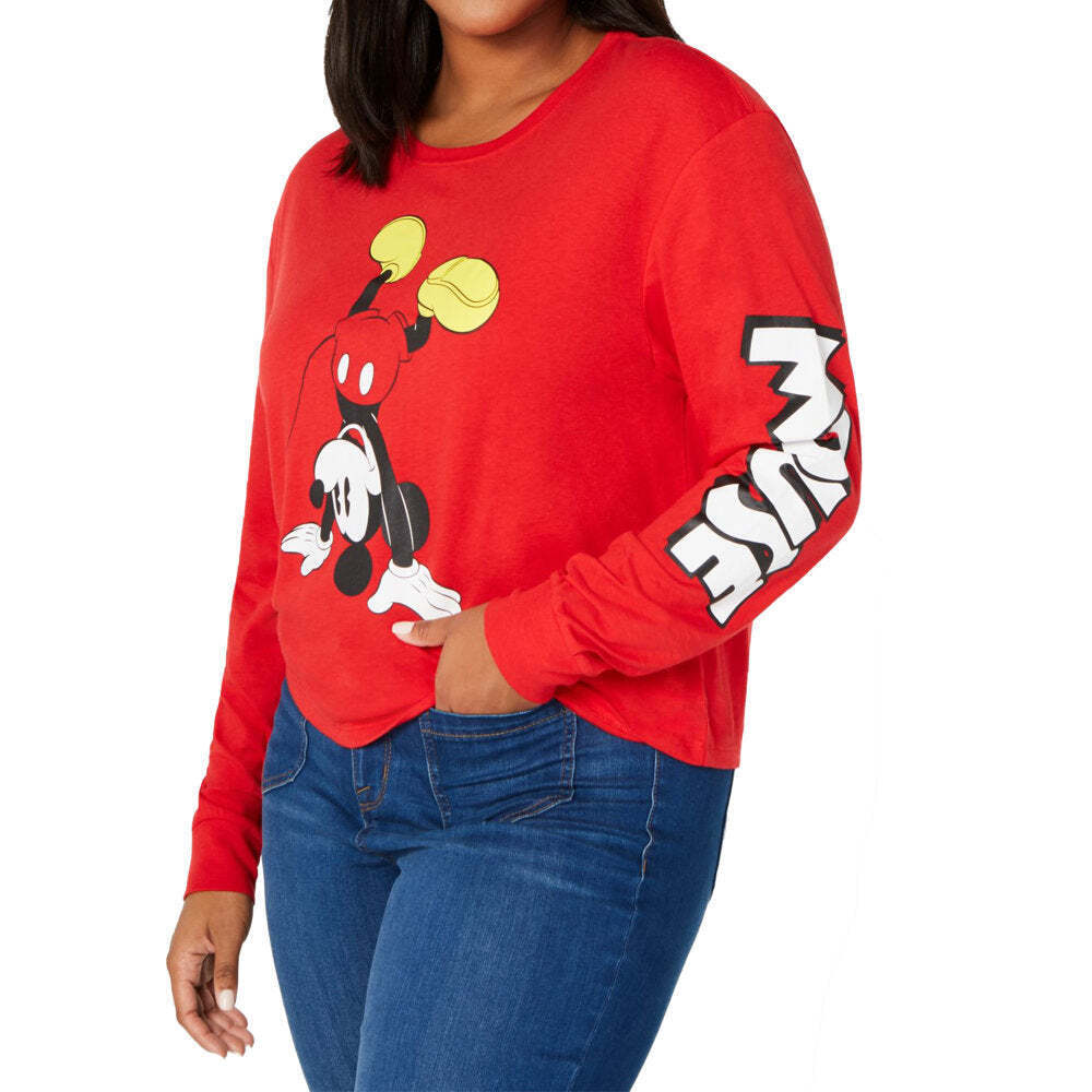 Love Tribe Women's Trendy Plus Mickey T-Shirt Red Size 1X