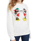 Disney Women's Mickey And Minnie Graphic Christmas Sweatshirt White Size X-Small