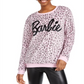 Love Tribe Junior's Barbie Leopard Print Plush Sweatshirt Pink Size X-Small