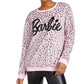 Love Tribe Junior's Barbie Leopard Print Plush Sweatshirt Pink Size Small