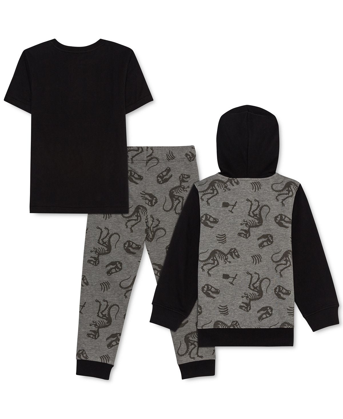 Jem Little Boy's 3 Pc Dino Hunter Hoodie T-Shirt & Joggers Set Gray Size 5